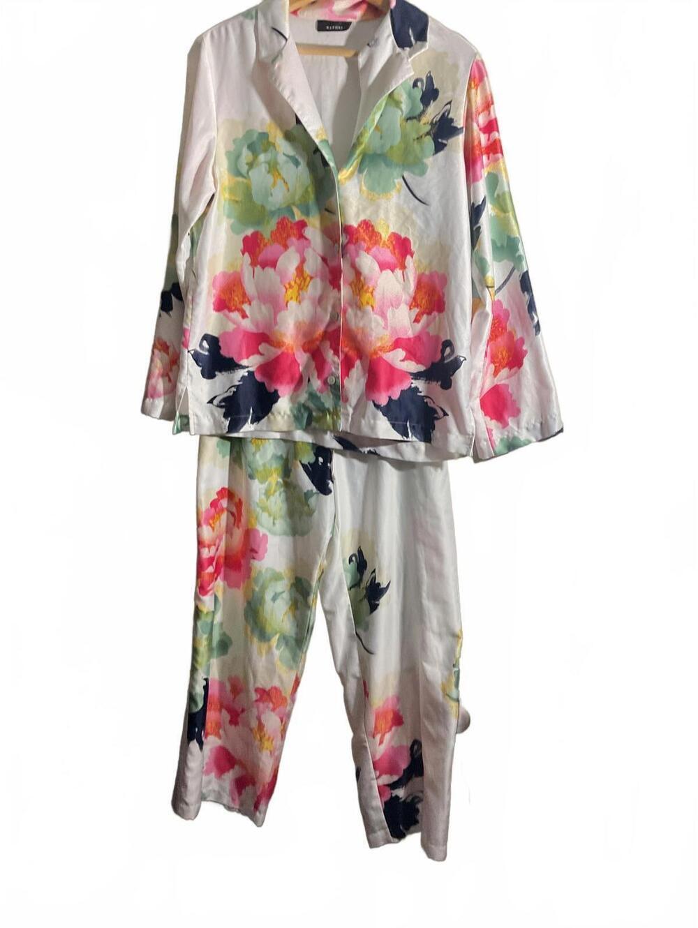 Natori Floral-Print Charmeuse Pajama Set  Size Small